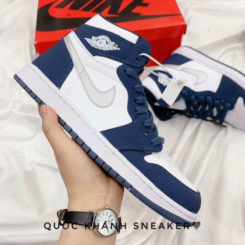 _thể thao nam nữ sneaker[giày JOCDAN 1 cao cổ ,jd xanh lam cao Hàng 11 full Bill full box