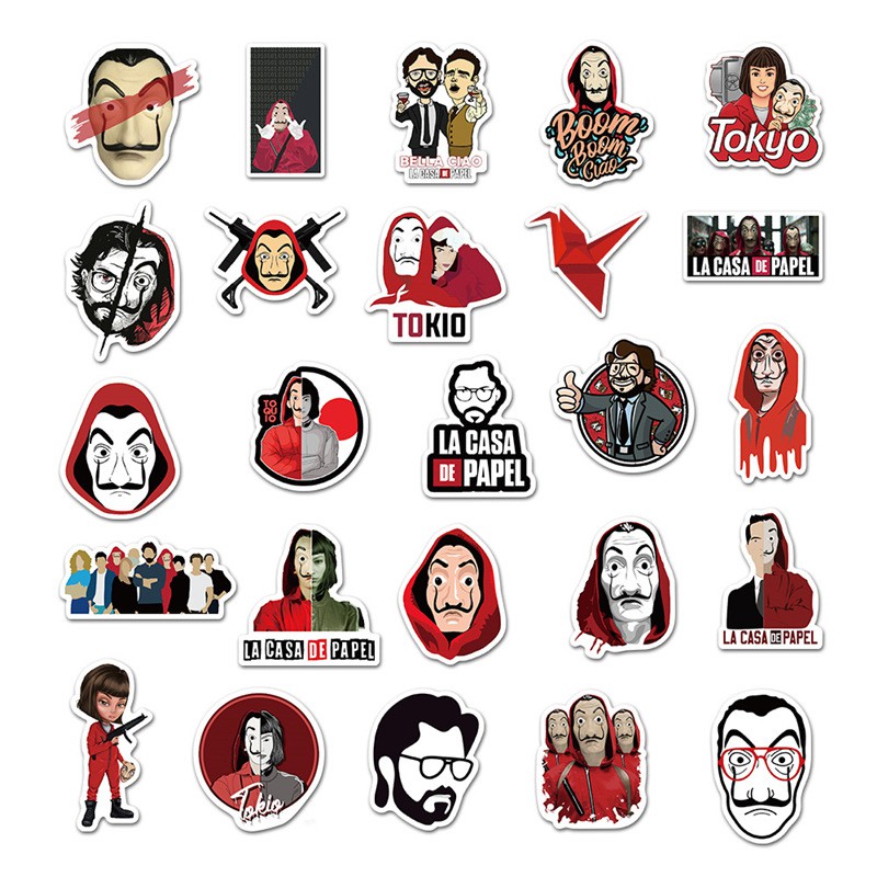 Combo 50 Sticker Money Heist (Phi vụ triệu đô)  dán máy tính, mũ bảo hiểm, vali chống nước  La Casa de Papel | BigBuy360 - bigbuy360.vn