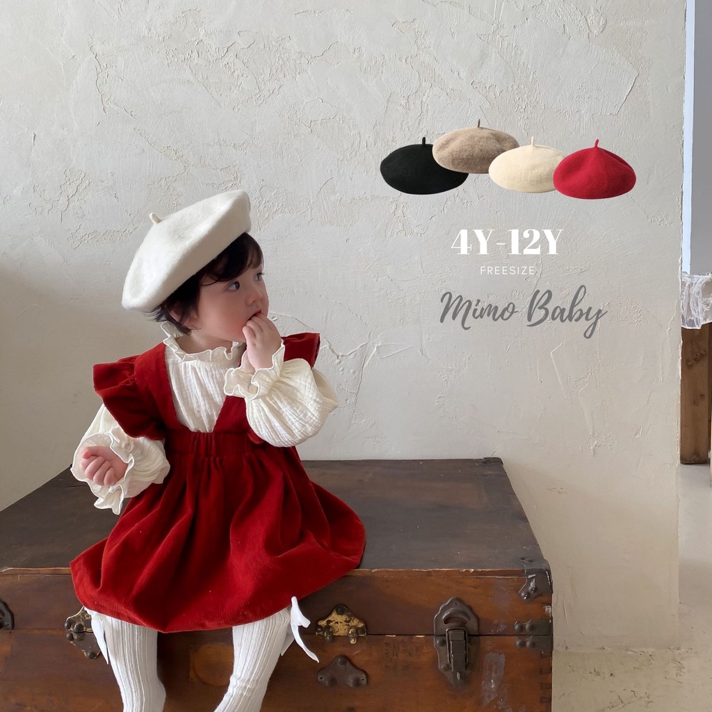 Mũ nồi dạ màu trơn cho bé 4-12y Mimo baby MN62