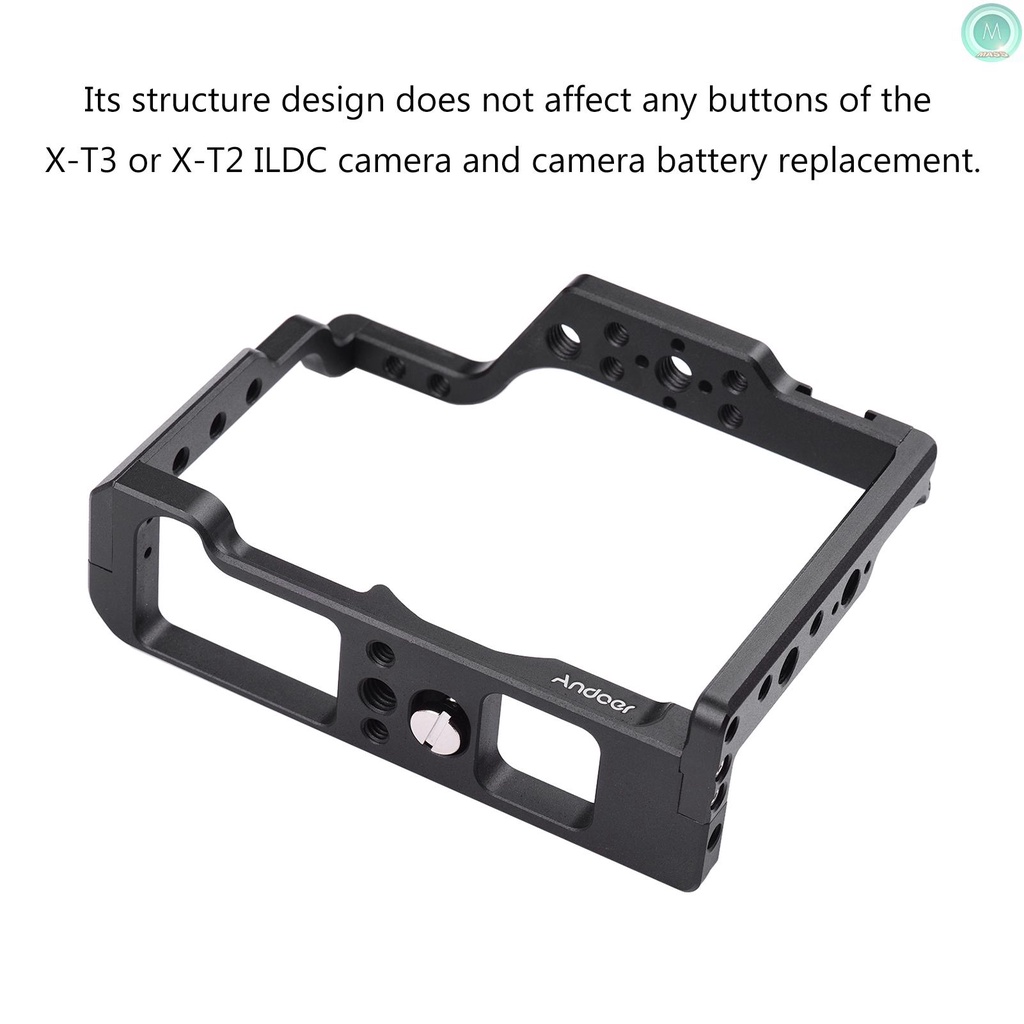 FY Andoer Aluminum Alloy Camera Cage Kit Protective Vlog Cage with Metal Top Handle Film Making System with Cold Shoe for Microphone Fill Light Compatible with Fujifilm X-T3 X-T2 ILDC Camera