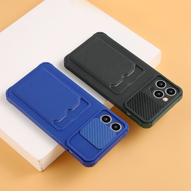 Ốp Điện Thoại Có Ngăn Kéo Đựng Thẻ Cho Samsung Galaxy A12 M12 A22 A32 4G 5G A52 A52S A72 F22 M22