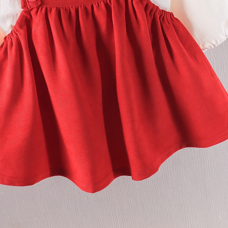 Bộ Đầm Dài Tay + Váy Yếm Xinh Xắn Theo Phong Cách Hàn Quốc Dành Cho Bé 0-4 Tuổi