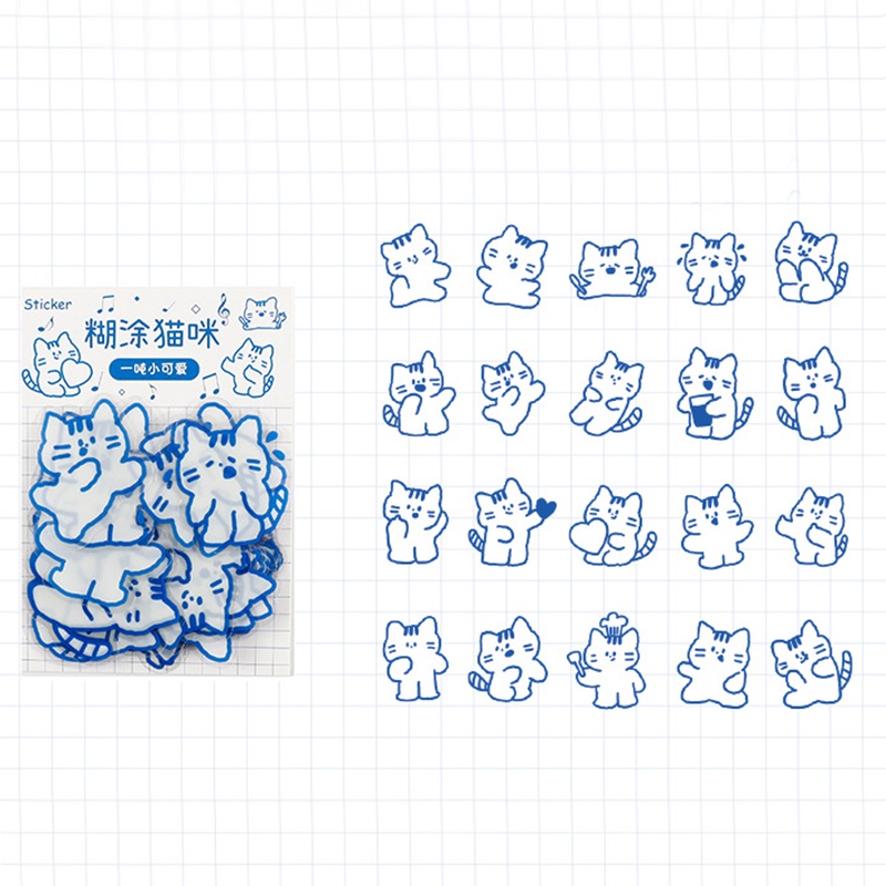 Bộ 40 miếng hình dán PET chống thấm nước họa tiết hoạt hình đơn giản trang trí sổ tay đẹp mắt DIY RYT