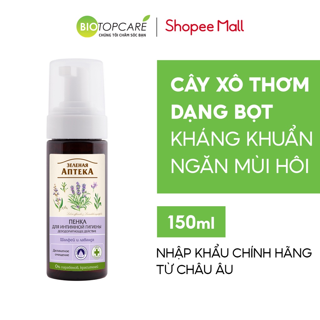 Dung dịch vệ sinh phụ nữ dạng bọt Apteka Cây xô thơm và Lavender 150ml - BioTopcare Official