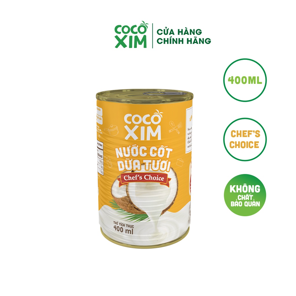 Lon Nước cốt dừa Chef's Choice Cocoxim dung tích 400ml/Hộp