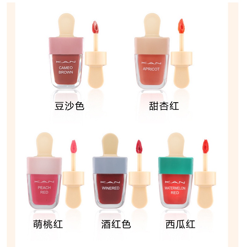 [Hàng mới về] Son bóng KAN chất lì dưỡng ẩm không dính cốc hình que kem Hàn Quốc dễ thương