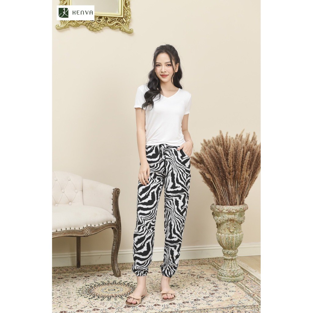 [ SET có TÁCH RỜI] Set lanh Kenva alibaba siêu xinh, quần form suông tôn dáng, áo thun cổ tim, có dây rút siêu nữ tính