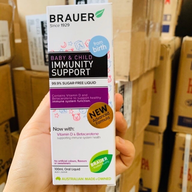 (MẪU MỚI) Tăng đề kháng Brauer Immunity Support cho bé 100ml