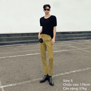 Quần tây nam ống ôm màu khaki đậm - ngo sim fit trouser - khaki đậm