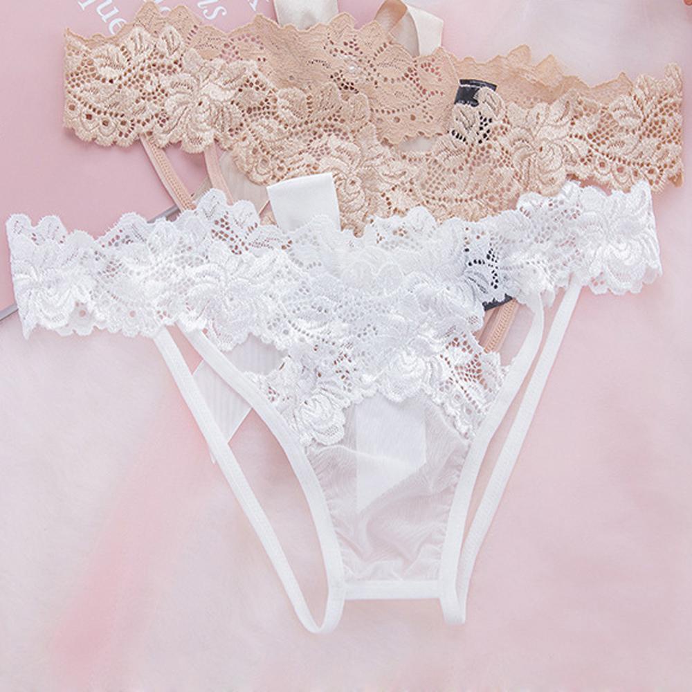 Set 2 Quần Lót Ren Hoa Lưng Thấp Đính Nơ Quyến Rũ