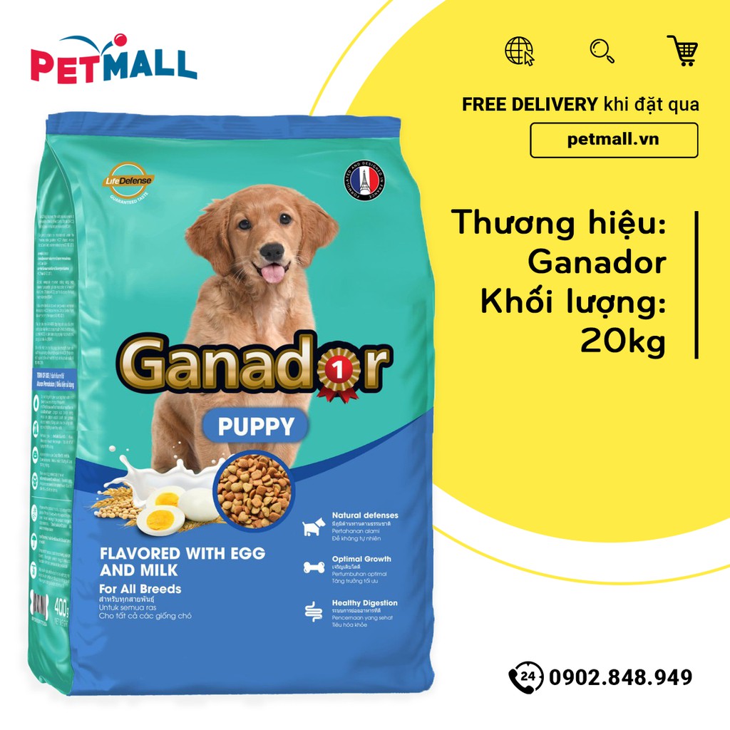 Thức ăn cho chó GANADOR Puppy 20kg - Egg &amp; Milk