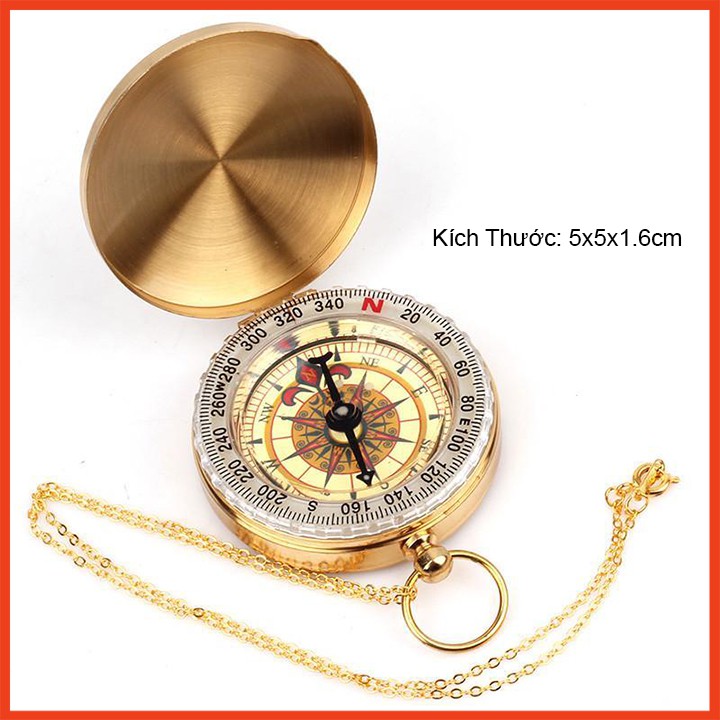 La bàn Compass bỏ túi dã ngoại chất liệu đồng thau