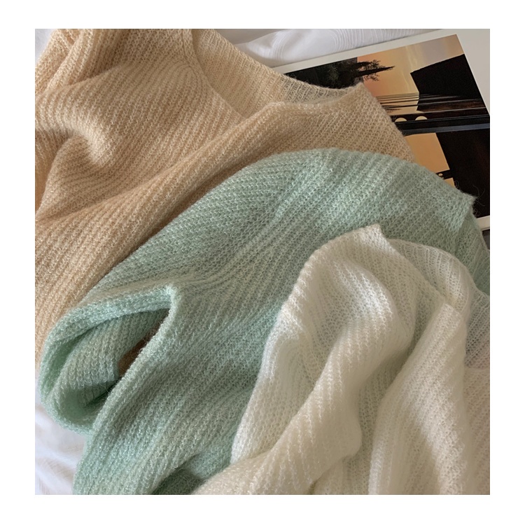 Áo Sweater Tay Dài Cổ Tròn Dáng Rộng Màu Sắc Đơn Giản Phong Cách Hàn Quốc