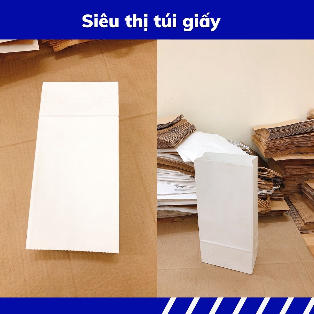 COMBO 100 CHIẾC TÚI GIẤY KRAFT S16: 13.5x8x33cm KHÔNG QUAI ( ẢNH THẬT)