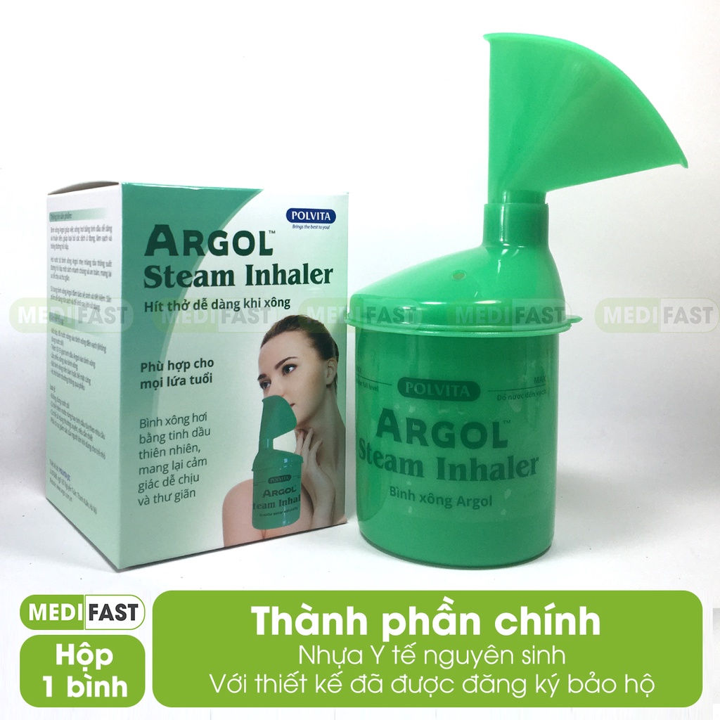 Bình xông mũi họng Argol, chai 350ml - xông hơi tinh dầu, giảm ngạt sổ mũi và đường hô hấp