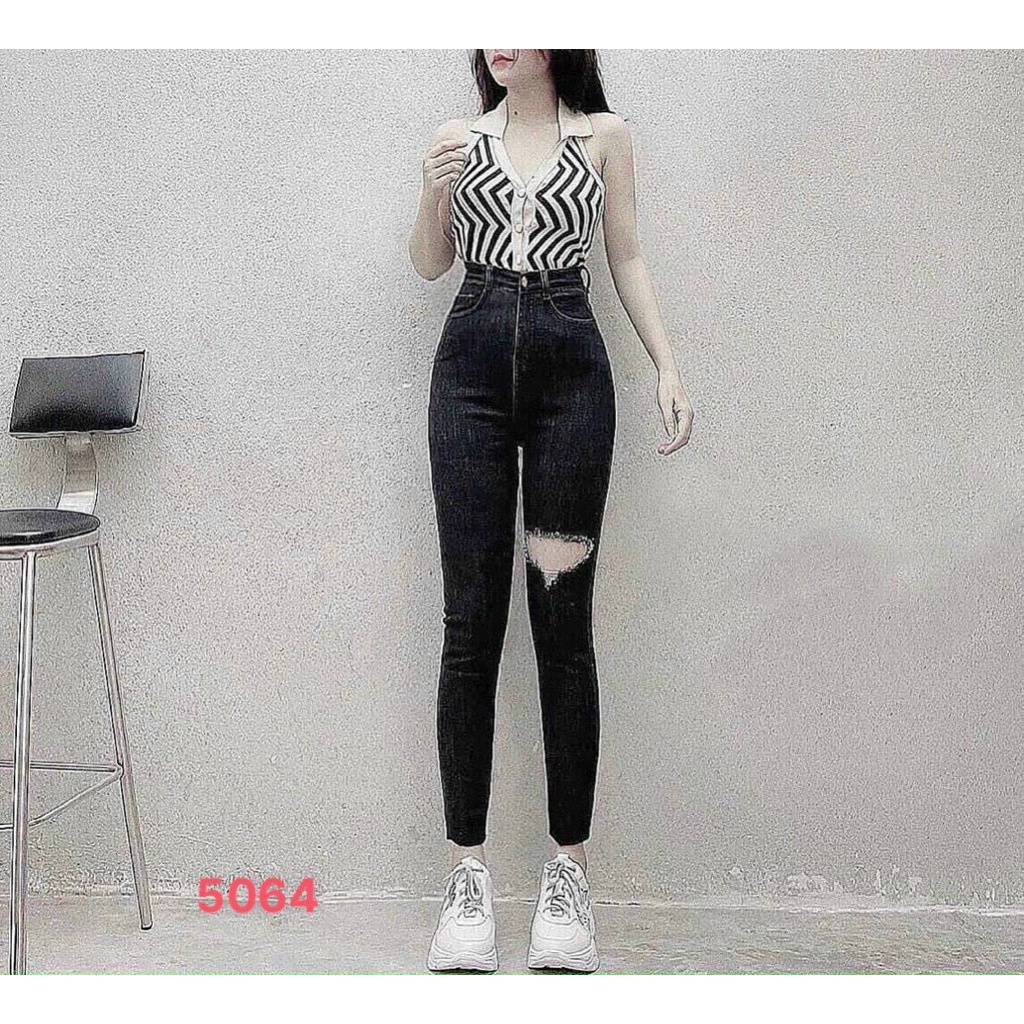 Quần Jean Nữ mẫu mới (kèm hình thật) ❤️A-T Fashion❤️ Quần Bò Nữ rách cạp cao thời trang hiện đại trẻ trung - QJN5064