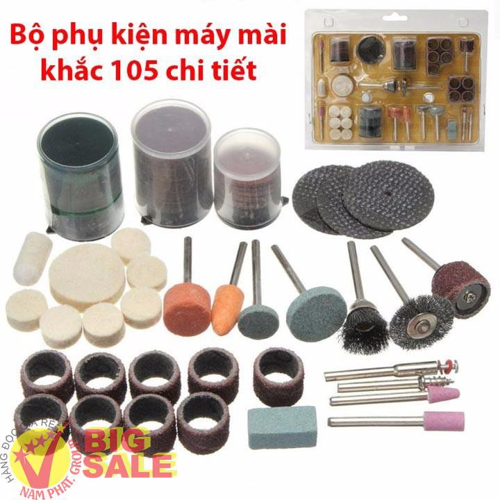 Combo 105 phụ kiện máy khoan mài khắc cầm tay - bộ dụng cụ đa năng