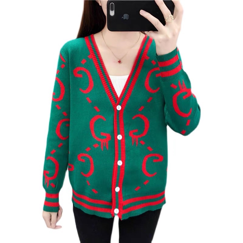 Áo khoác len cardigan cổ tim họa tiết mẫu mới