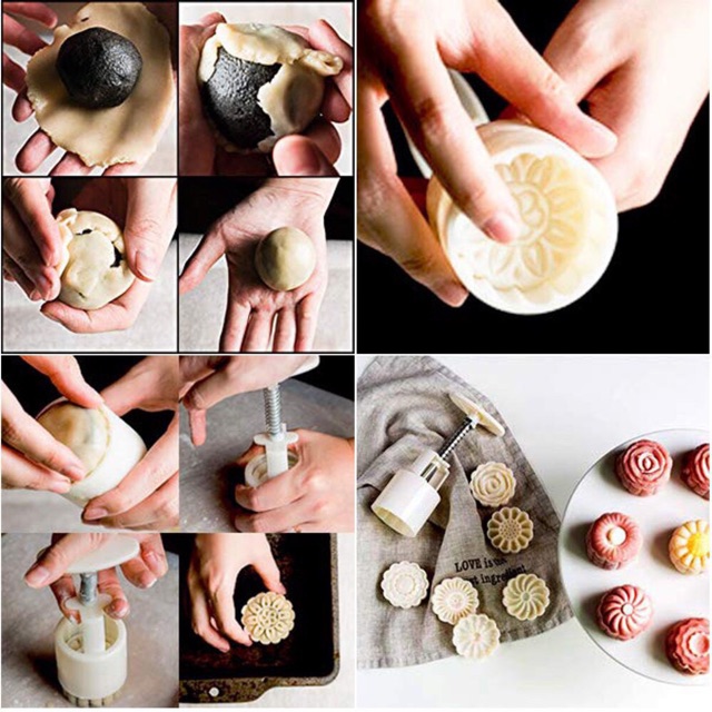 Khuôn trung thu lò xo 6 mặt 3D 50g