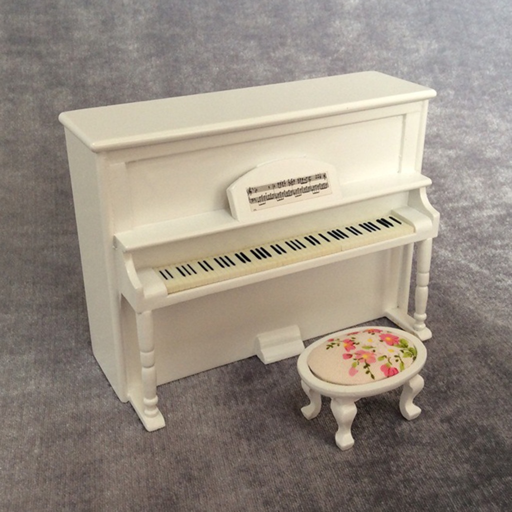 sunshine123 1 Set Miniature Scale 1:12 Smooth Wear-resistance Dollhouse Wooden Piano for Decor
