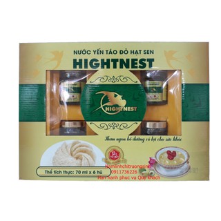 Hộp quà tặng Yến chưng sẵn táo đỏ hạt sen thương hiệu Hightnest (Hộp 6 hũ) - namlinhchitruongsinh