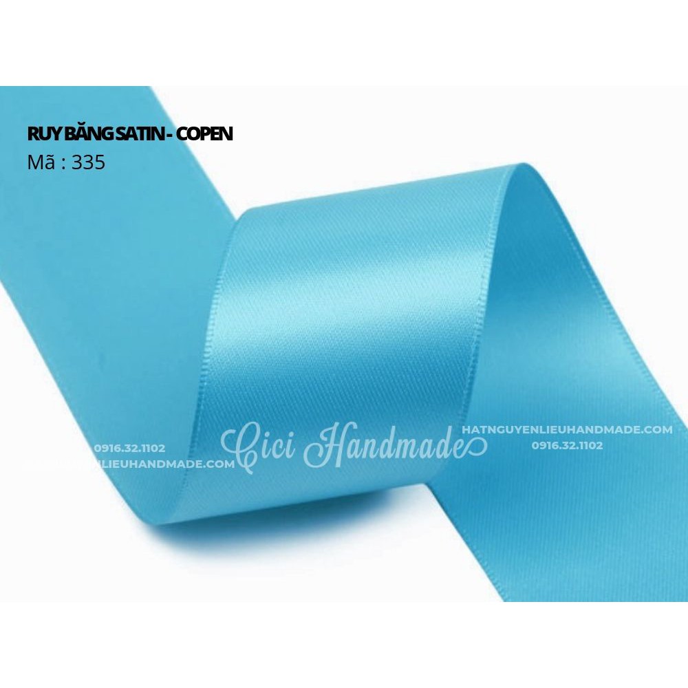 Cuộn 5M Ruy băng Satin 2 mặt màu xanh blue - link 3/9 Cici Handmade ruyban gấm hoa lụa ruyban ribbon satin