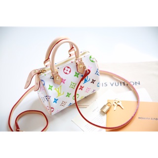 Túi xách nữ đeo chéo SPEEDY NANO MULTICOLOUR hoạ tiết hoa trắng hàng cao cấp