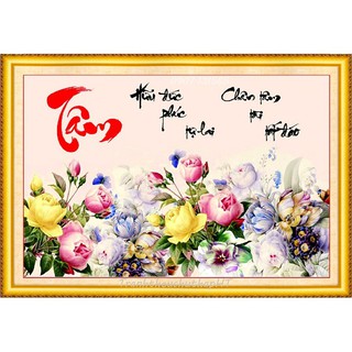 Tranh đính đá chữ tâm 80*56cm VS165 - tự đính