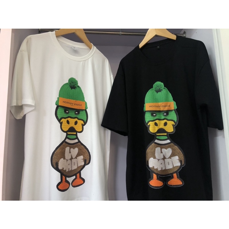 Áo thun tay lỡ Vịt xanh LV siêu hot form Nam Nữ Unisex(mẫu in giả thêu)dáng oversize chất thun cotton mát mịn SiêuRẻ