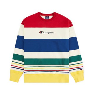 Áo sweater nỉ Champion sọc cầu vồng #pride Multicolor Stripe Crew Neck bản giới hạn 214026