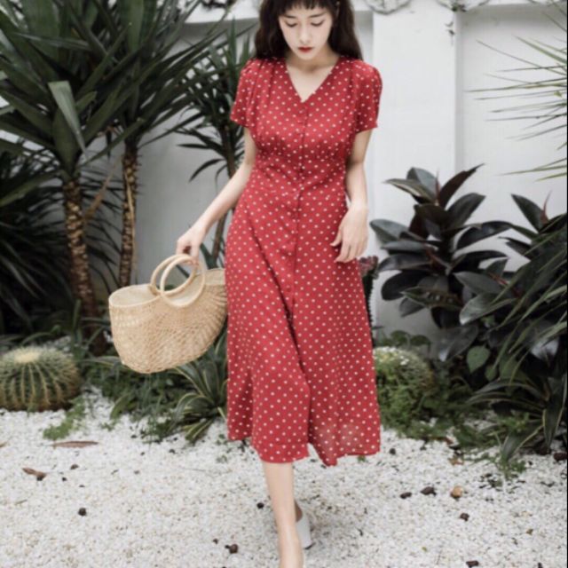 ĐẦM SƠ MI ĐỎ BI WITCH033