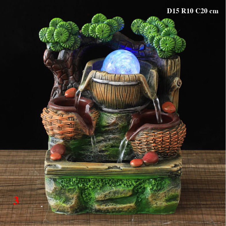 Thác nước phong thủy để bàn, size 15x10x20 cm, mẫu cây cổ thụ