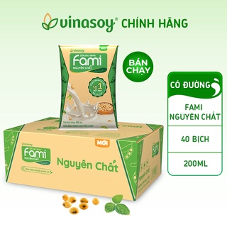 Thùng sữa đậu nành fami nguyên chất cải tiến 2019 40 bịch x 200ml - ảnh sản phẩm 1