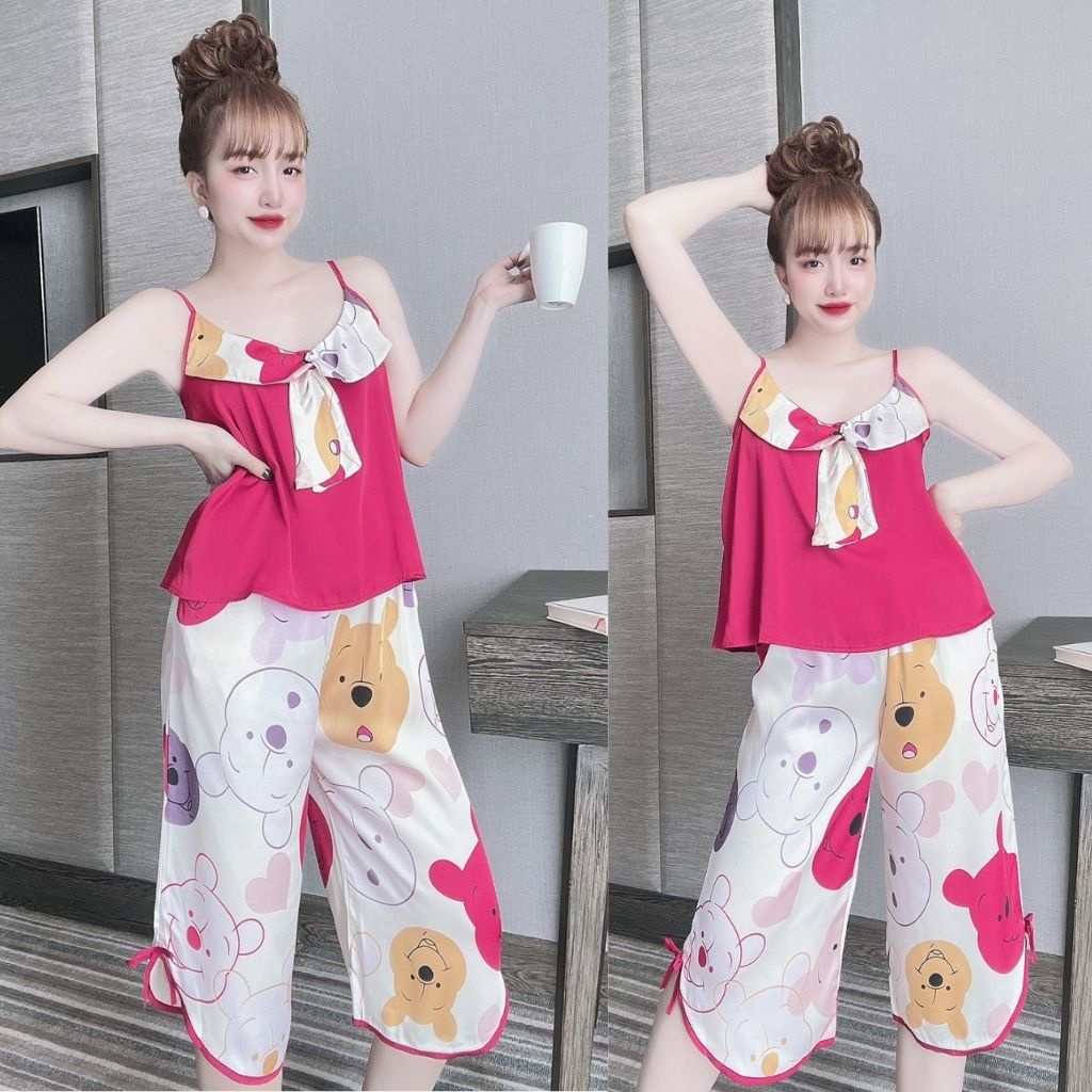 Đồ Ngủ Nữ, Đồ Ngủ Sexy lụa Latin cao cấp mềm mại xinh xắn &lt; 63KG