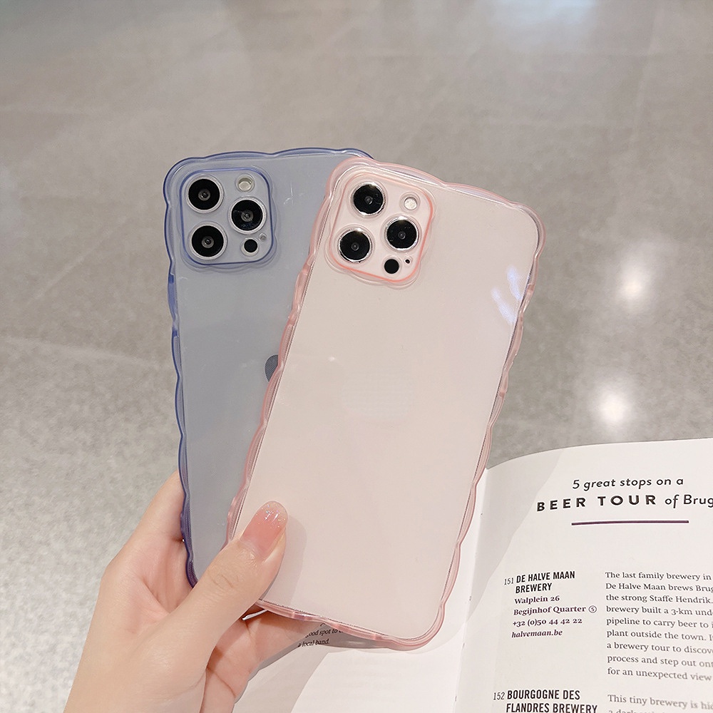 Ốp Điện Thoại Trong Suốt Viền Hồng Cho IPhone 7 / 8 SE 2020 7P / 8Plus X XS XR 11 12 13 Mini Pro Max