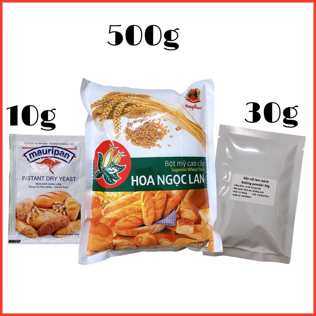 Combo làm bánh tiện dụng Bột mì + Men nở + Bột nổi Thương hiệu Vimaflour và AB Mauri