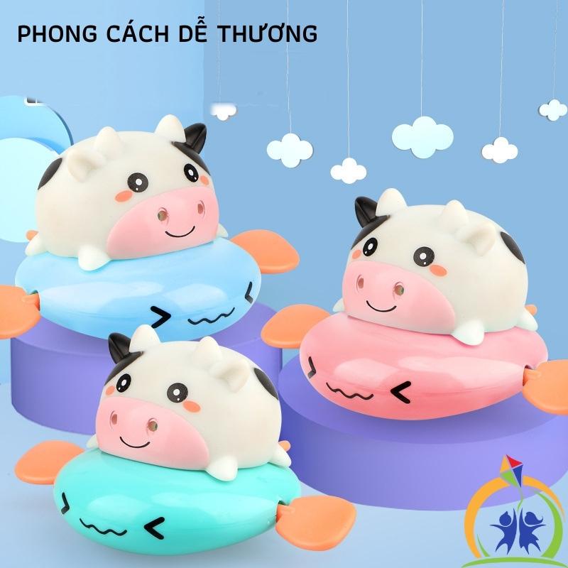 Đồ chơi nhà tắm cho bé hình bò sữa dễ thương GenKids bò sữa thả bồn tắm, chất liệu nhựa ABS an toàn không độc hại