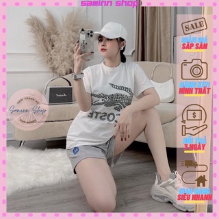 Set áo thun in hình cá sấu mix quần đùi SAMINN, set đồ nữ cá tính đi chơi sang chảnh, bộ đồ nữ mùa hè mặc nhà đẹp SS58