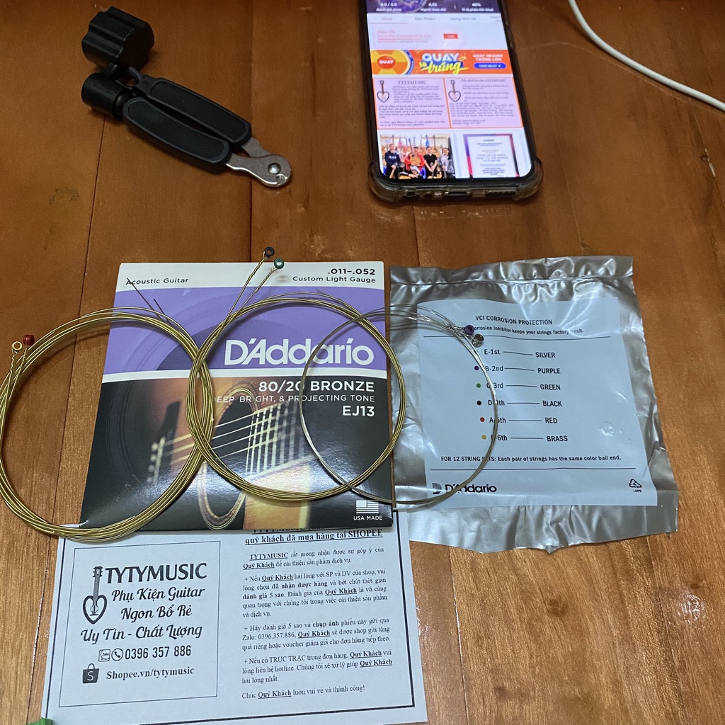 Dây Đàn Guitar Acoustic D Addario EJ13 TYTYmusic