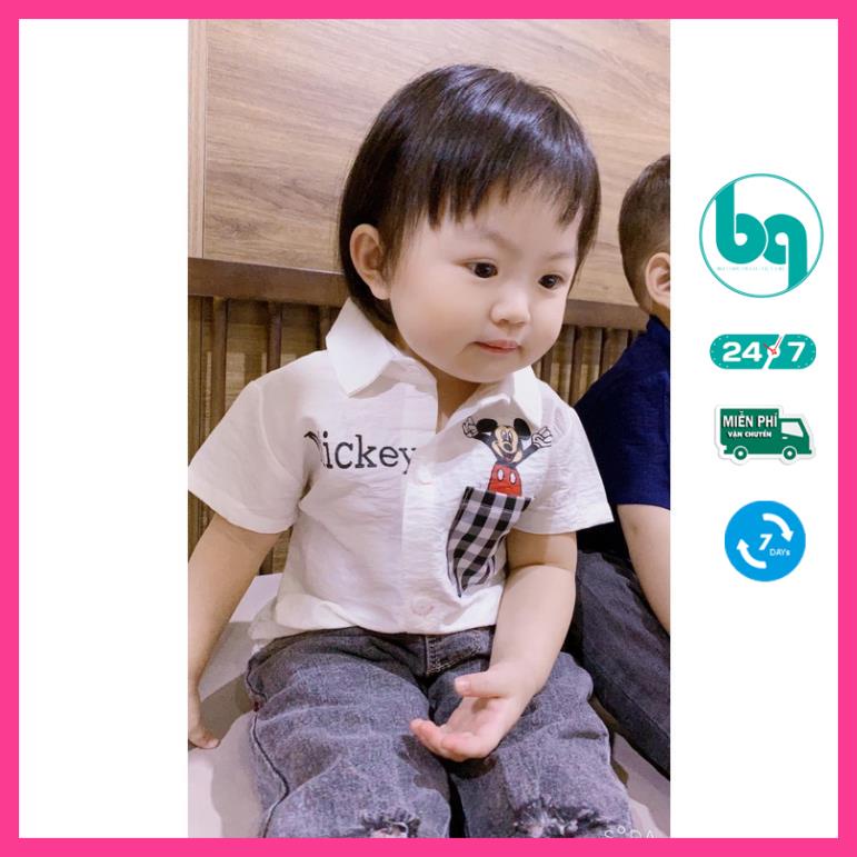 Áo sơ mi đũi cho bé trai cực phong cách size 9-23kg