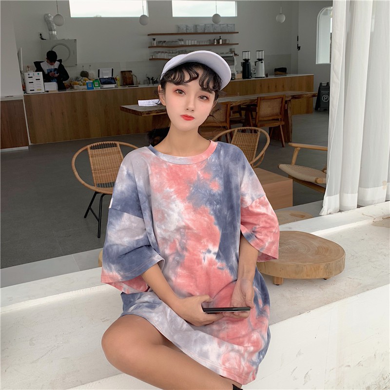 Áo thun Unisex loang màu tay lở Vải Thái bền đẹp áo thun nam nữ hot trend chống lem và xù nhăn