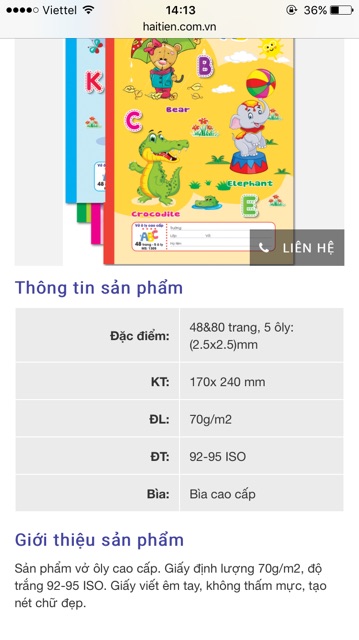 Vở ô ly abc 5 ly Hải Tiến 48 trang