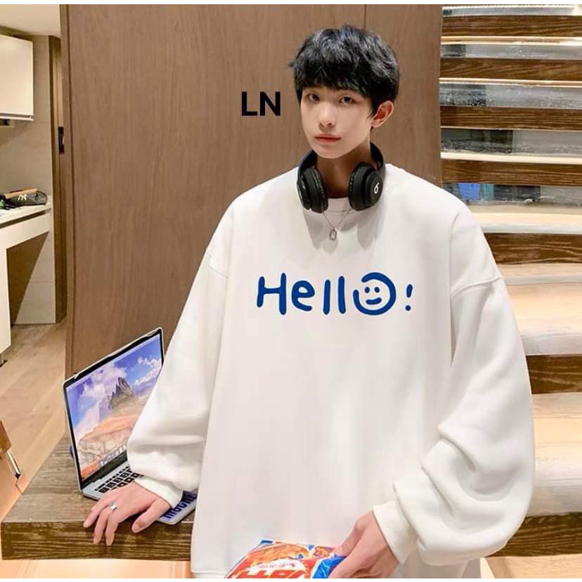 Áo Nỉ Sweater HELLO Chất Nỉ Cotton Tay Bồng From Rộng Nam nư mặc được - ZADOLA FASHION