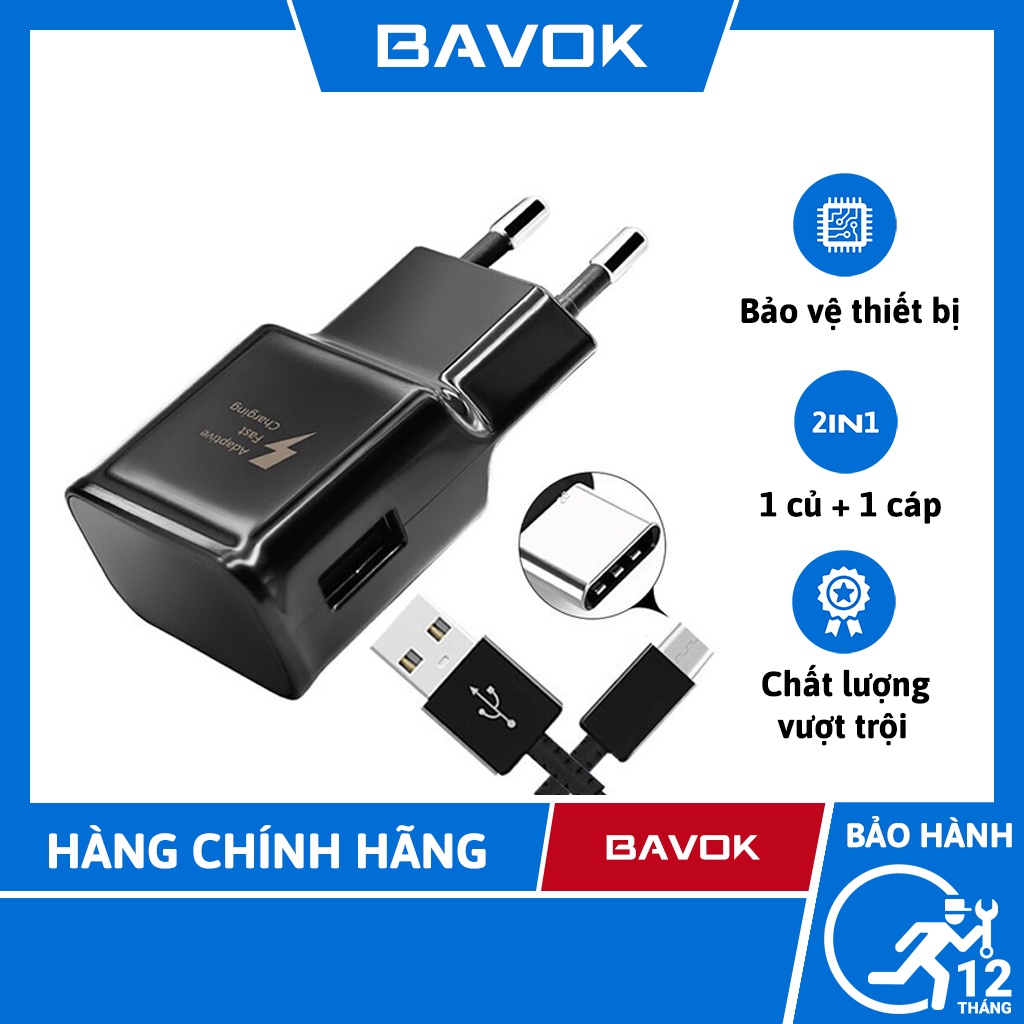 Bộ củ sạc nhanh Samsung 15W typeC cho Note 7/8/9 S7/8/9/10 zin bóc máy - bavok