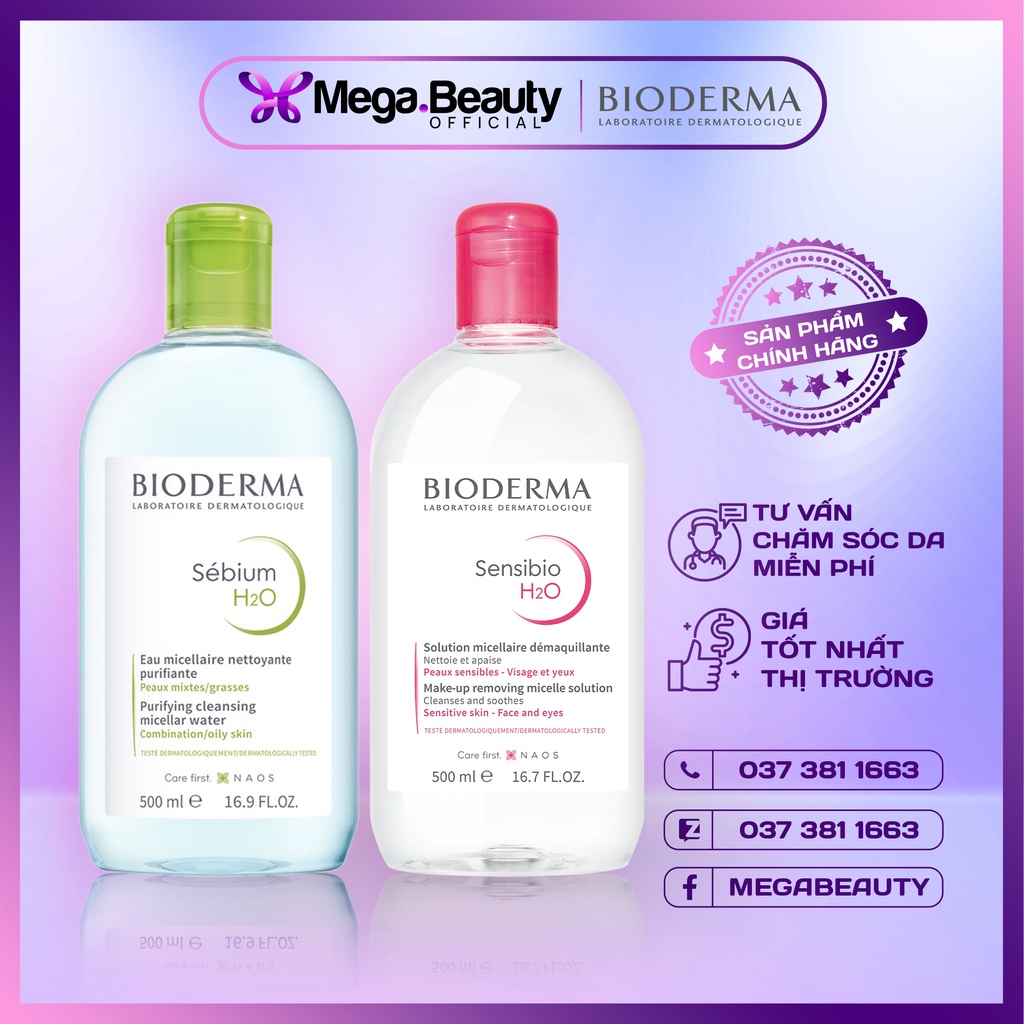 Nước Tẩy Trang BIODERMA Dành Cho Da Dầu & Hỗn Hợp 500ml Sébium H2O
