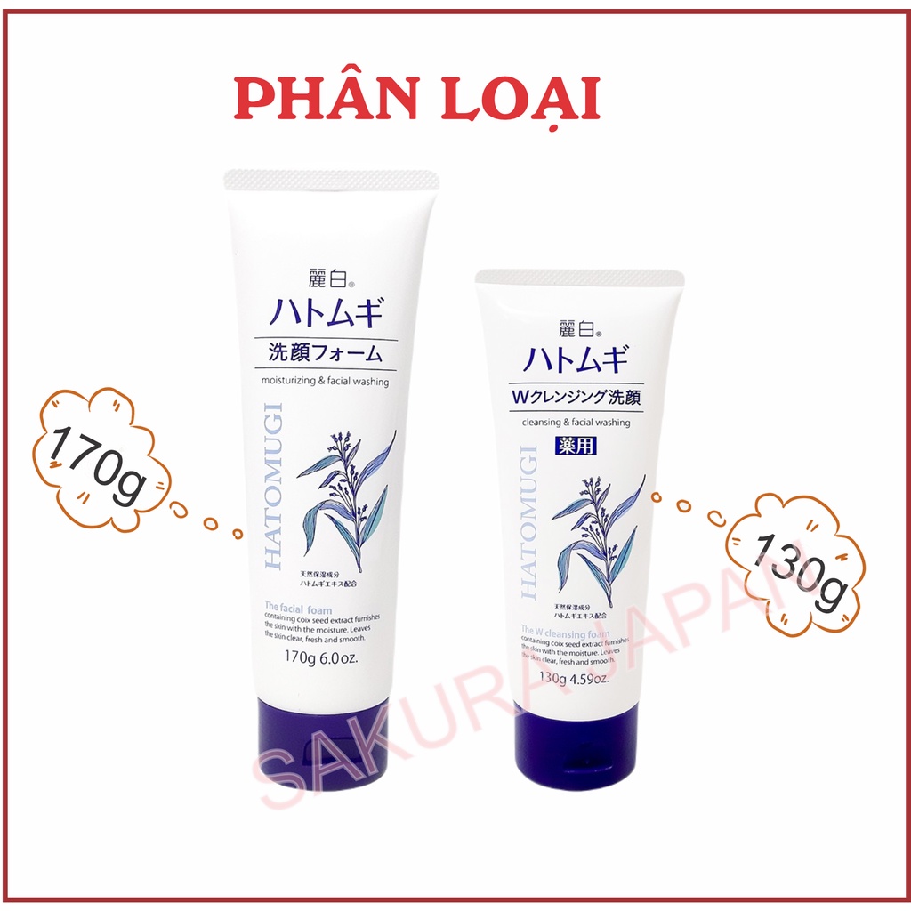 Sữa rửa mặt Hatomugi hạt ý dĩ là sữa rửa mặt làm sạch da và trắng da 130g 170g Nhật Bản