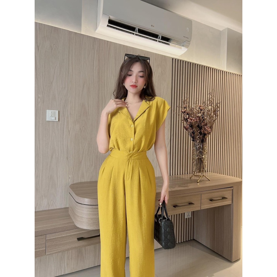 Đồ nữ thời trang công sở, set bộ đũi cổ sơ mi tay dơi quần ống suông, bộ quần dài áo vest đi chơi sang trọng,thanh lịch