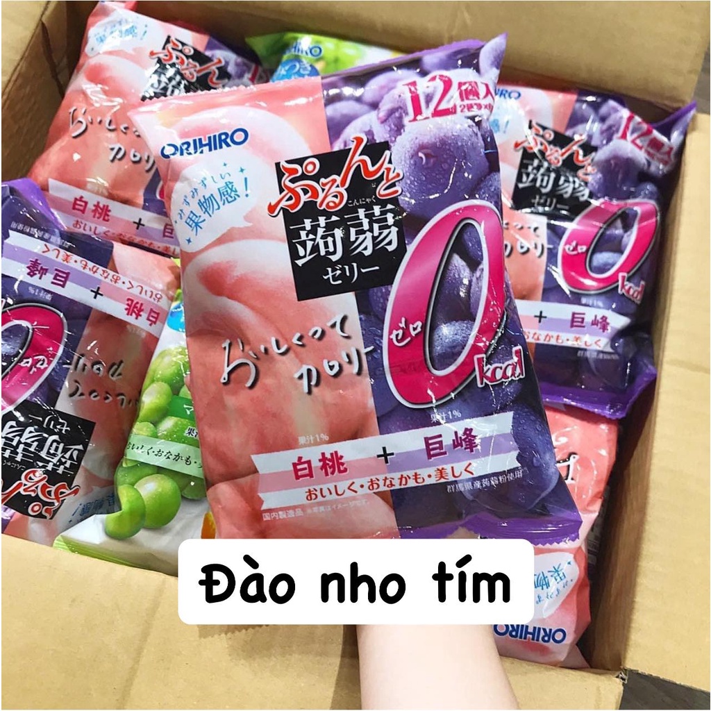 Thạch Trái Cây Orihiro Nhật Bản Vị Nho/Đào/Cam/Chanh/Táo Gói 216G cho bé từ 1 tuổi trở lên