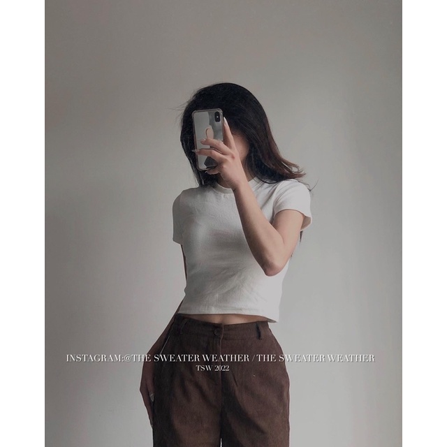 [Mã 253FASHIONSALE giảm 12% đơn 99K] Áo basic croptop thun tăm dáng ôm loại dày (Ảnh thật)