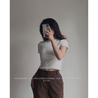 Áo basic croptop thun tăm dáng ôm loại dày (Ảnh thật)